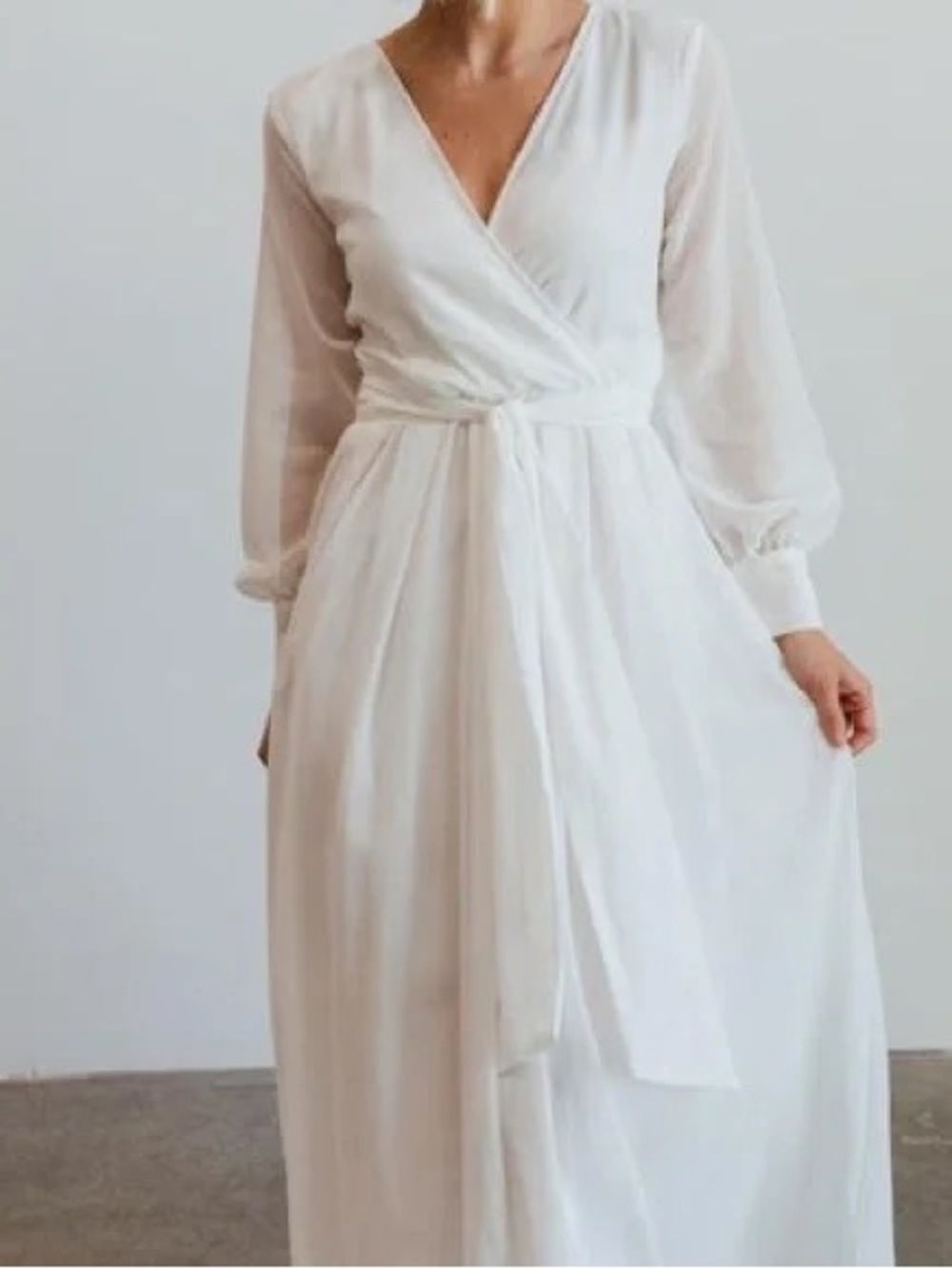 Baltic Born White Long Sleeve Wrap Maxi Dress
